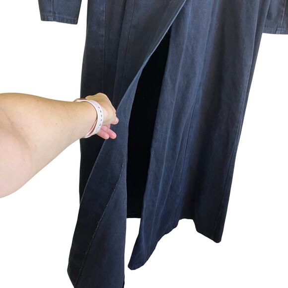 Red Balls On Fire Vtg Matrix Coat Trench Coat Mens Small Black Full Length - Picture 9 of 16